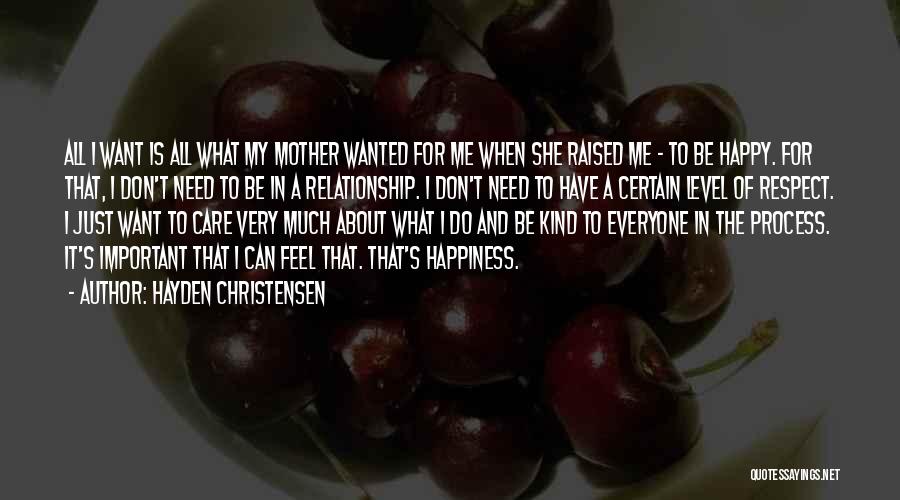 I Want A Happy Relationship Quotes By Hayden Christensen