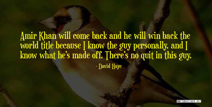 I Will Back Quotes By David Haye