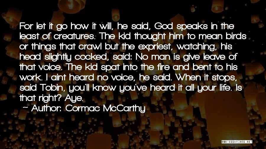 I Will Let You Go Quotes By Cormac McCarthy