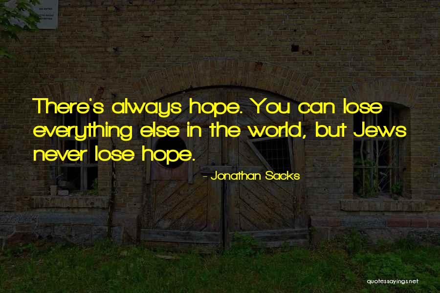 I Will Never Lose Hope Quotes By Jonathan Sacks