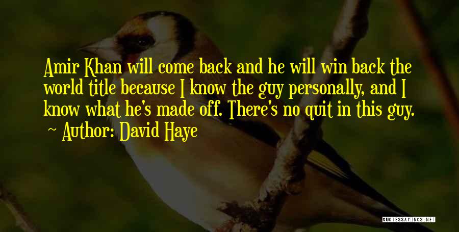I Will Win You Back Quotes By David Haye