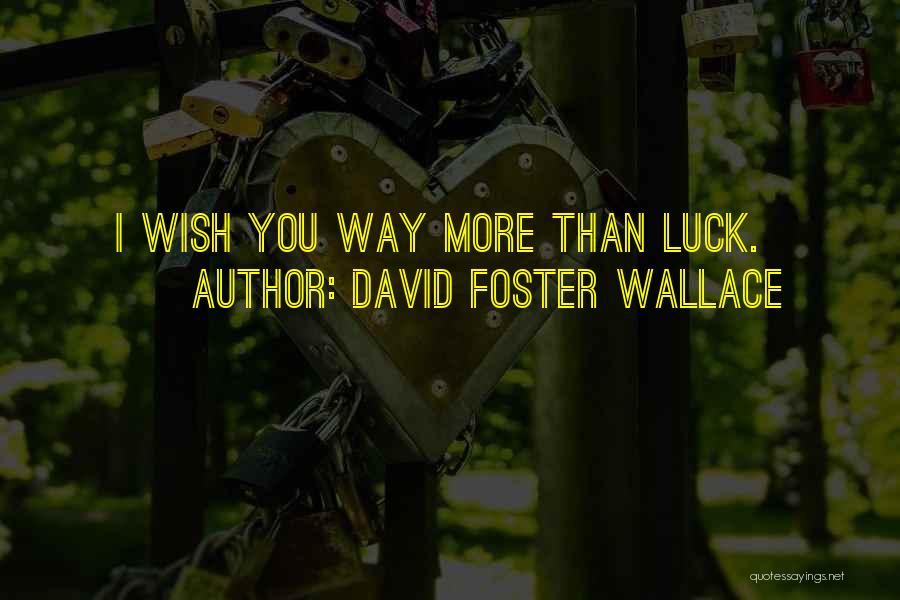 I Wish You Luck Quotes By David Foster Wallace