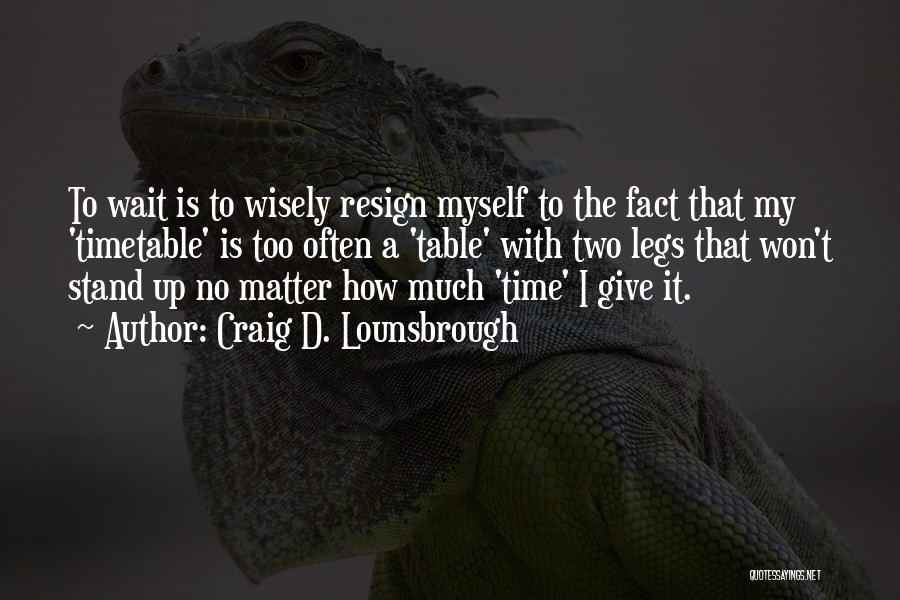 I Won't Wait Quotes By Craig D. Lounsbrough