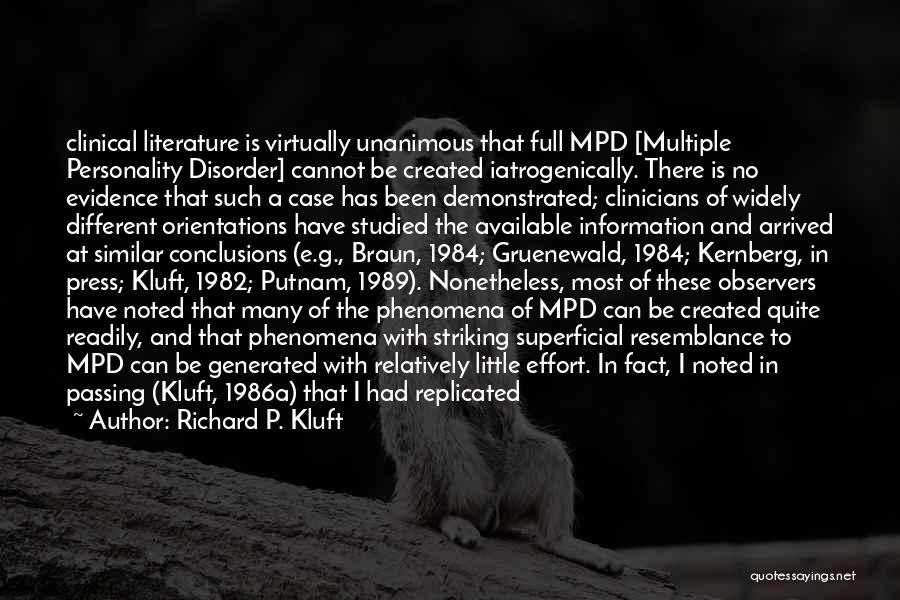 Identity In 1984 Quotes By Richard P. Kluft