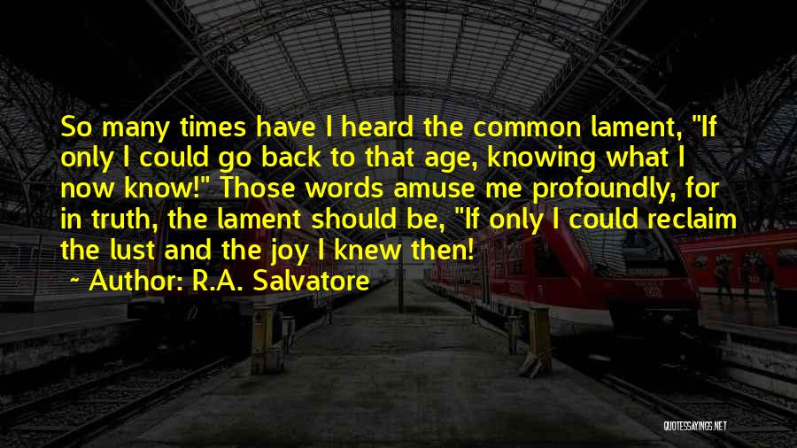 If Only I Could Go Back Quotes By R.A. Salvatore