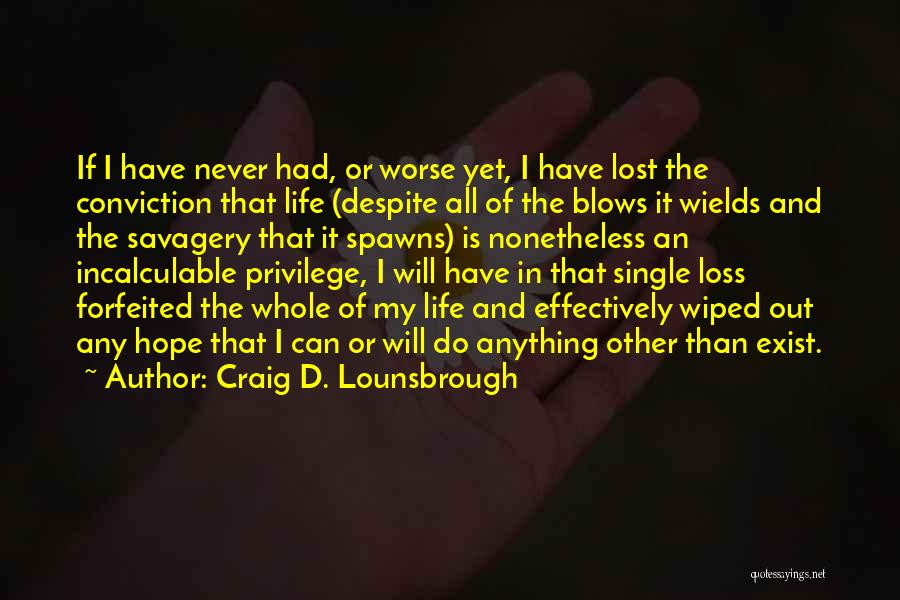 I'll Never Lose Hope Quotes By Craig D. Lounsbrough