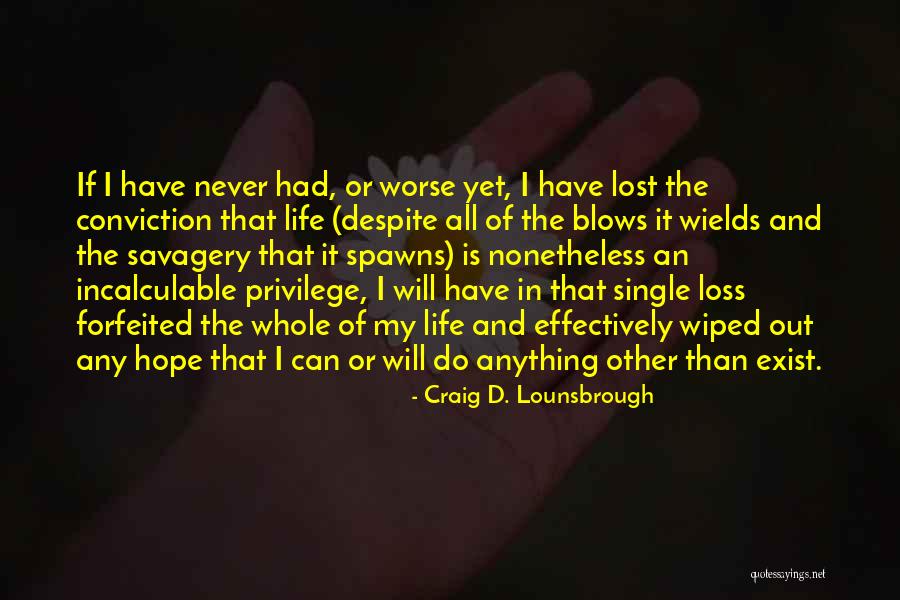 I'll Never Lose Hope Quotes By Craig D. Lounsbrough