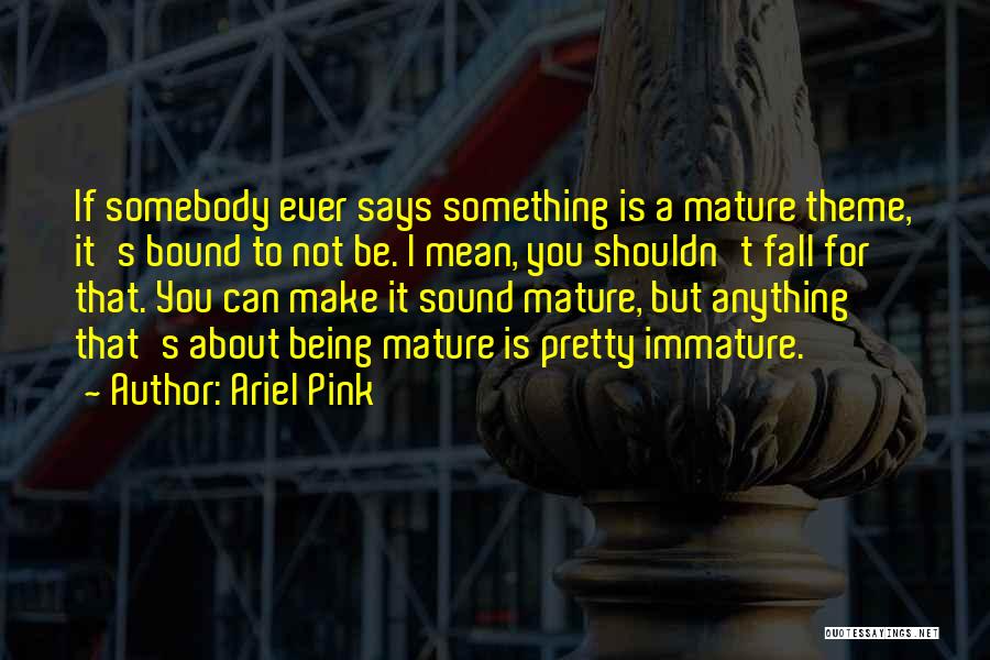 Immature And Mature Quotes By Ariel Pink