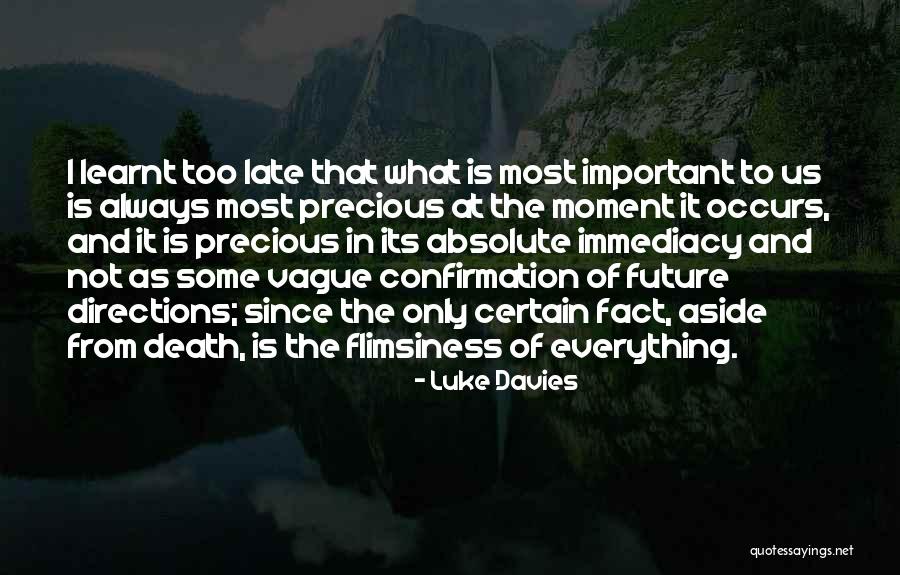 Immediacy Quotes By Luke Davies