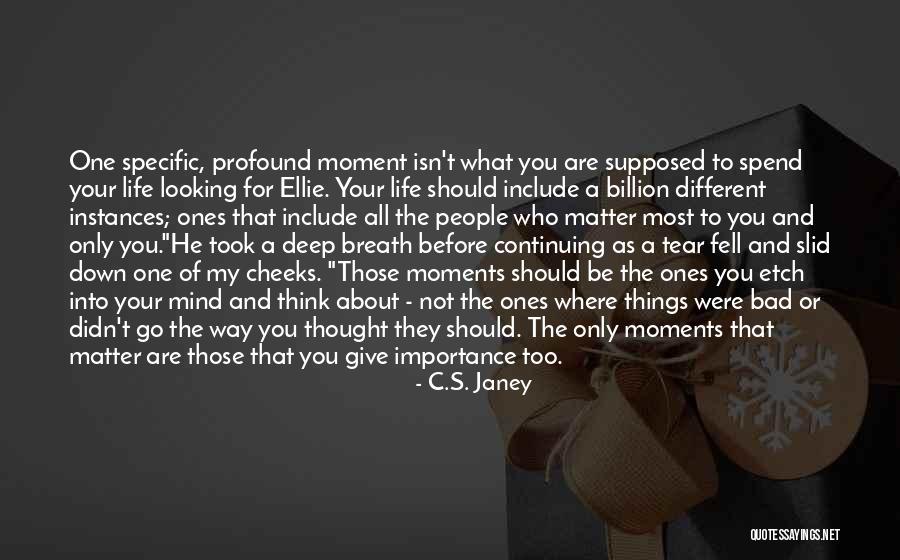 Importance In Your Life Quotes By C.S. Janey Importance In Your Life Quotes By C.S. Janey