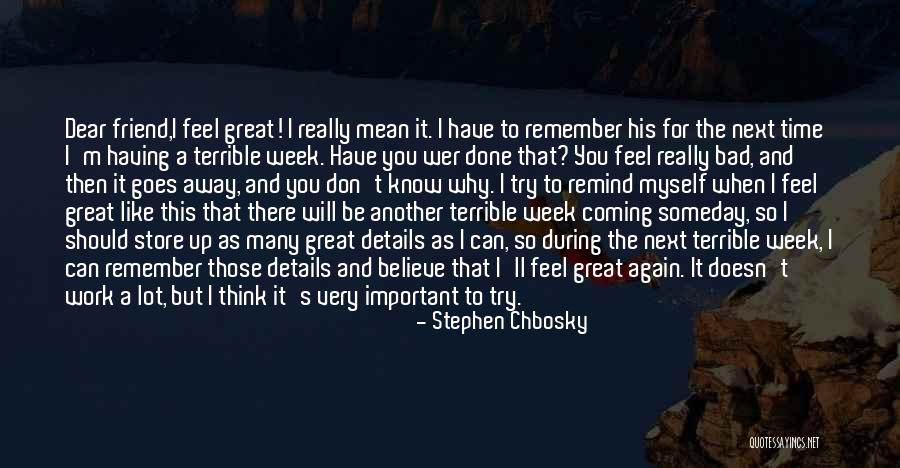 Important Friend Quotes By Stephen Chbosky