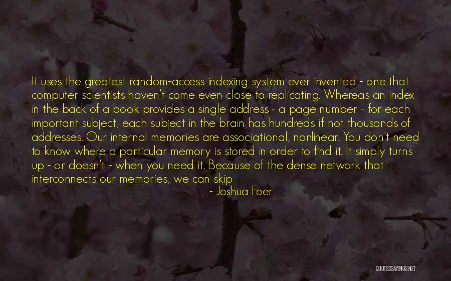 Important Memories Quotes By Joshua Foer