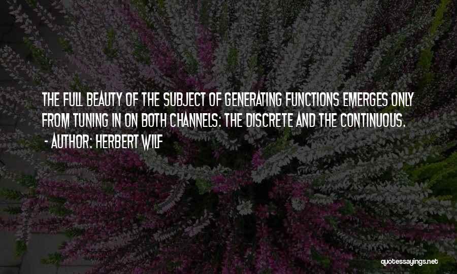 In Generating Quotes By Herbert Wilf