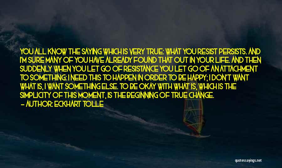 In Order To Be Happy You Have To Let Go Quotes By Eckhart Tolle