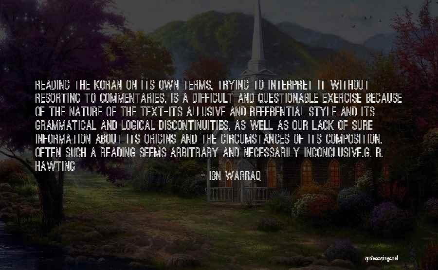 Inconclusive Quotes By Ibn Warraq Inconclusive Quotes By Ibn Warraq