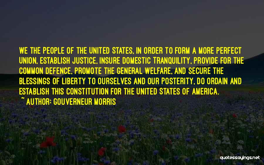 Insure Domestic Tranquility Quotes By Gouverneur Morris