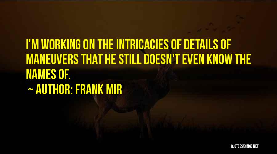 Intricacy Quotes By Frank Mir