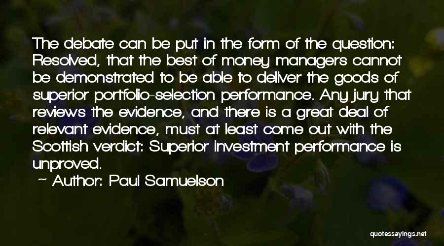 Investment Portfolio Quotes By Paul Samuelson