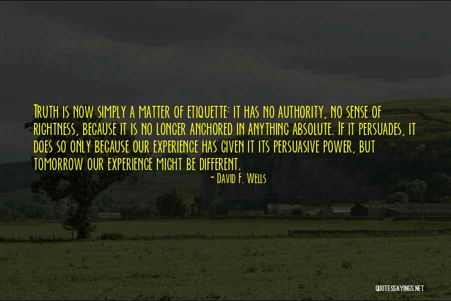 It Could All Be Different Tomorrow Quotes By David F. Wells It Could All Be Different Tomorrow Quotes By David F. Wells