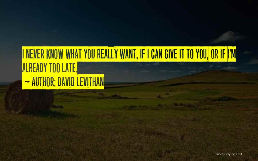 It Never Too Late Quotes By David Levithan