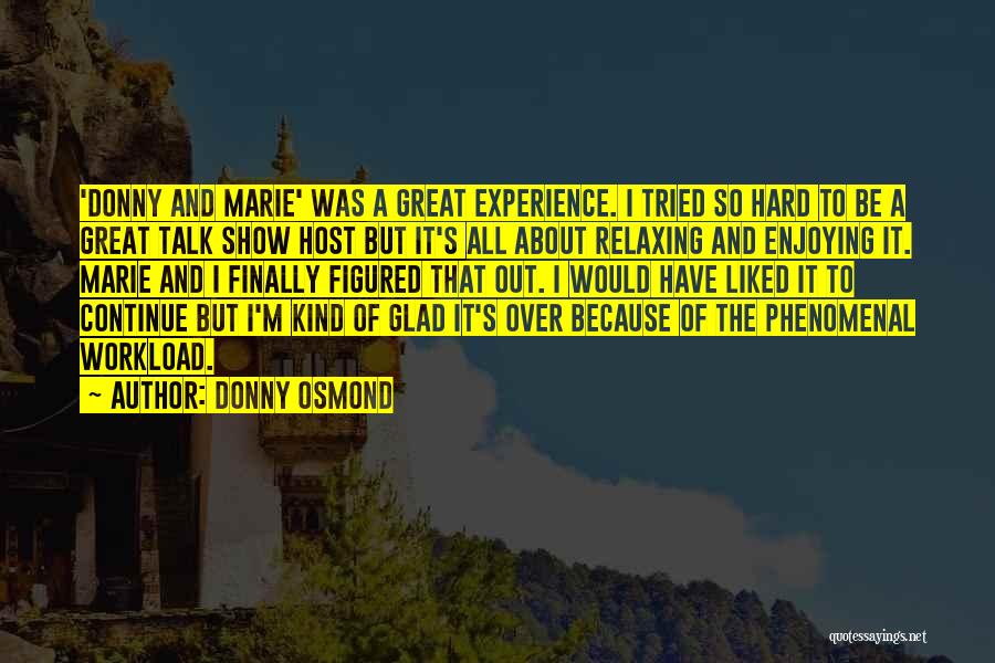 It Was A Great Experience Quotes By Donny Osmond