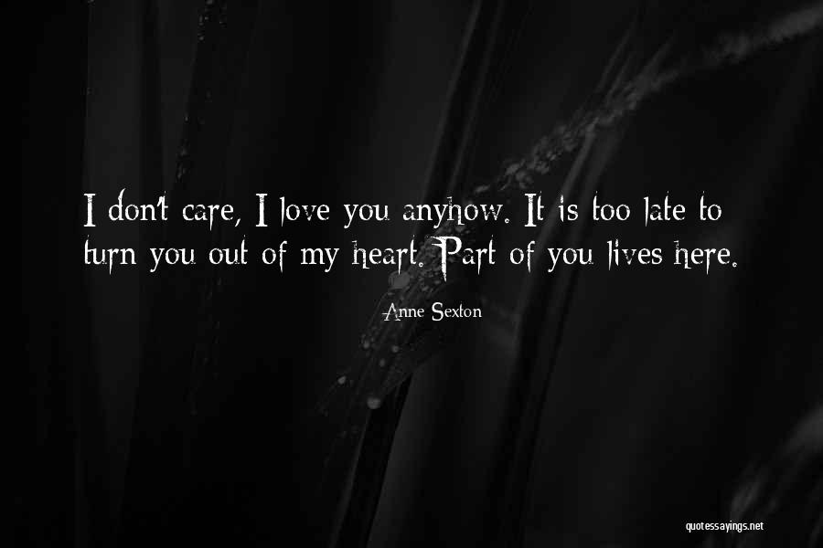 Its Too Late To Care Quotes By Anne Sexton Its Too Late To Care Quotes By Anne Sexton