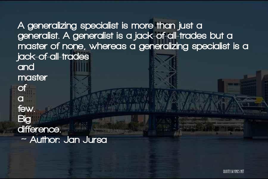 Jack Of All Trades Master Of None Quotes By Jan Jursa