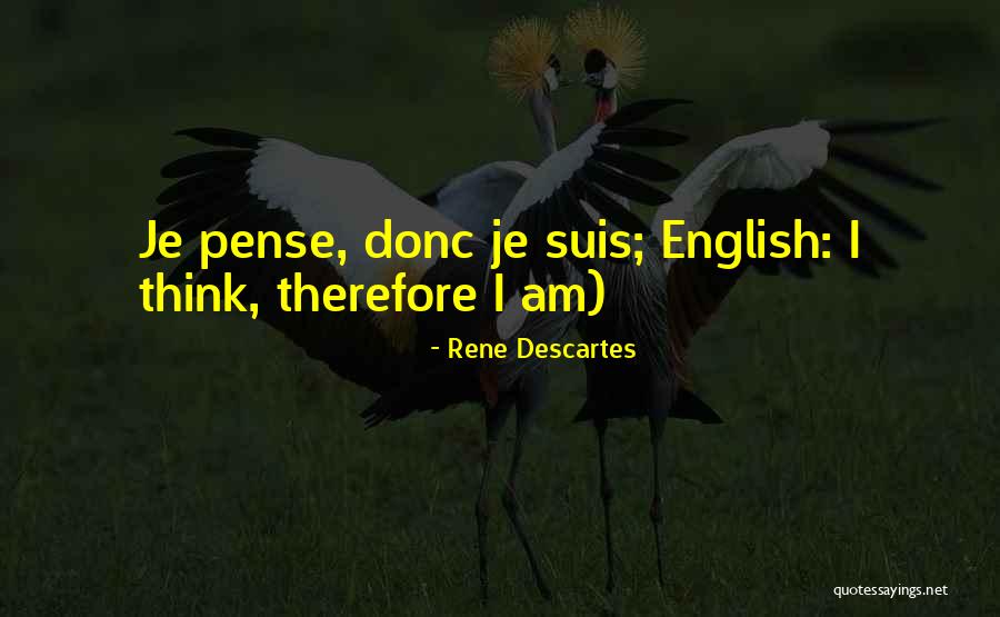 Je Suis Quotes By Rene Descartes