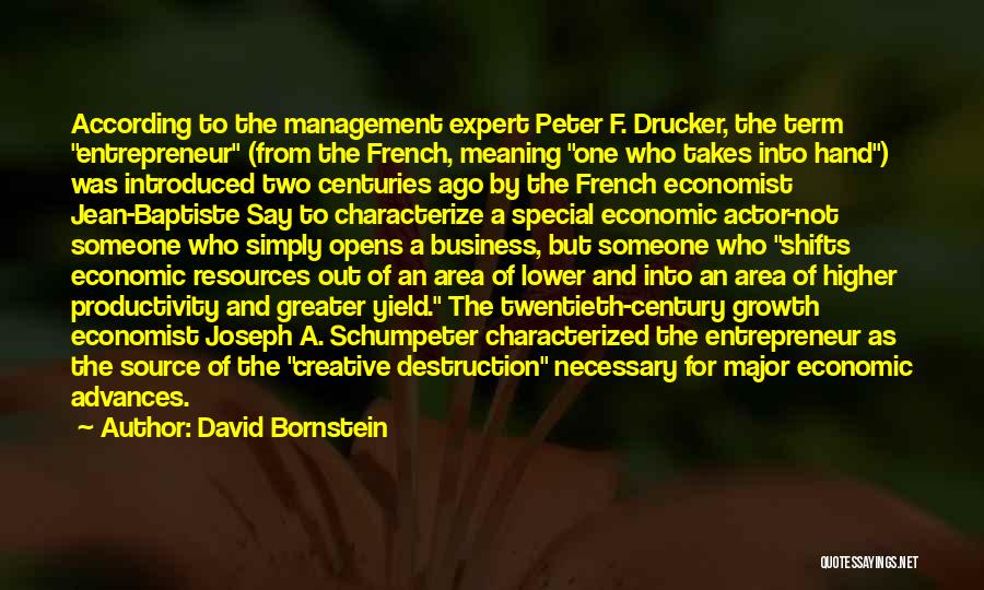 Joseph Schumpeter Creative Destruction Quotes By David Bornstein