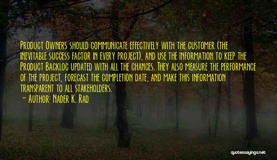 K Project Quotes By Nader K. Rad