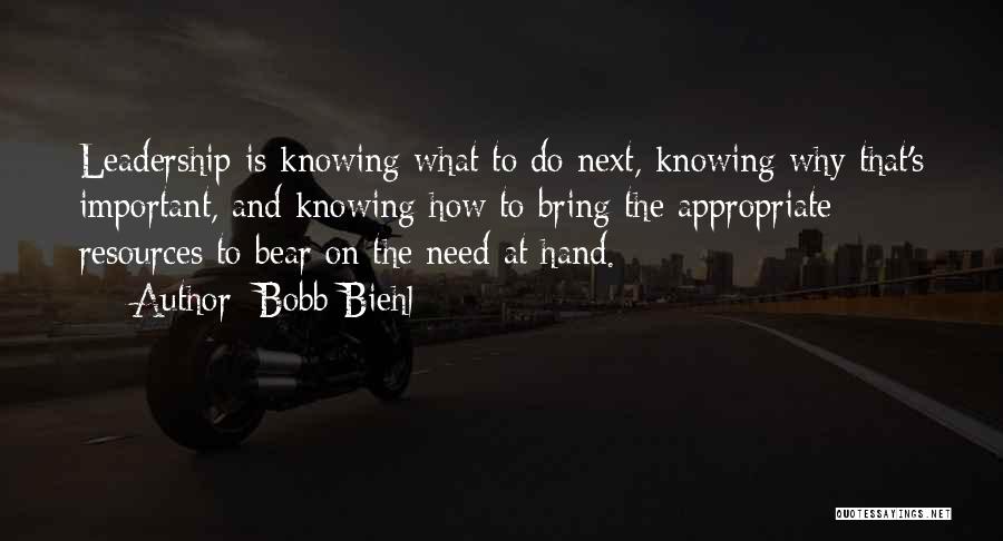 Knowing What's Important Quotes By Bobb Biehl