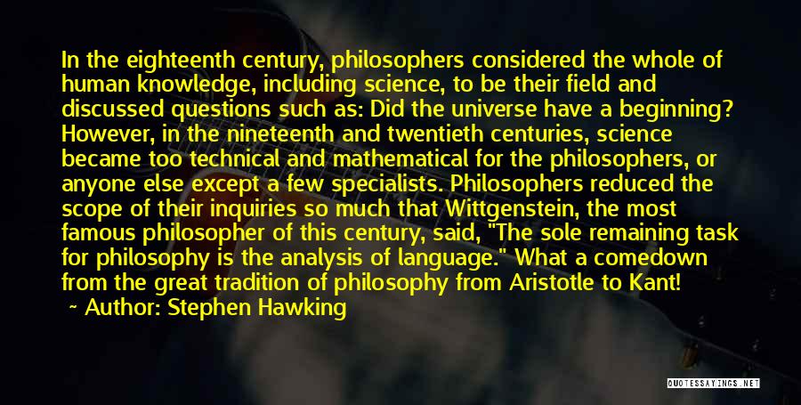 Knowledge From Philosophers Quotes By Stephen Hawking