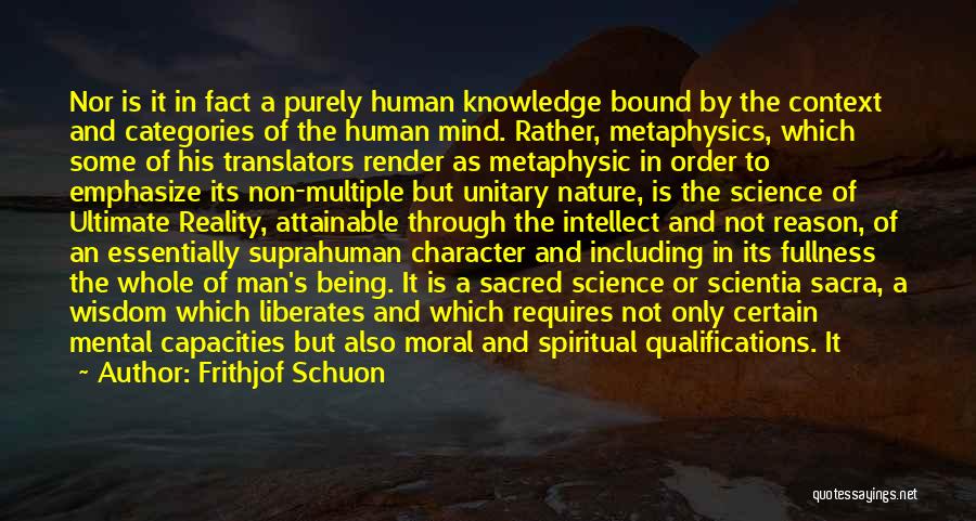 Knowledge Of Human Nature Quotes By Frithjof Schuon