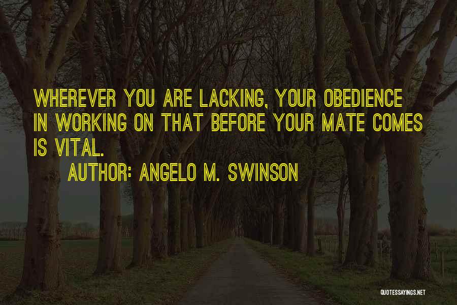 Lacking Love Quotes By Angelo M. Swinson