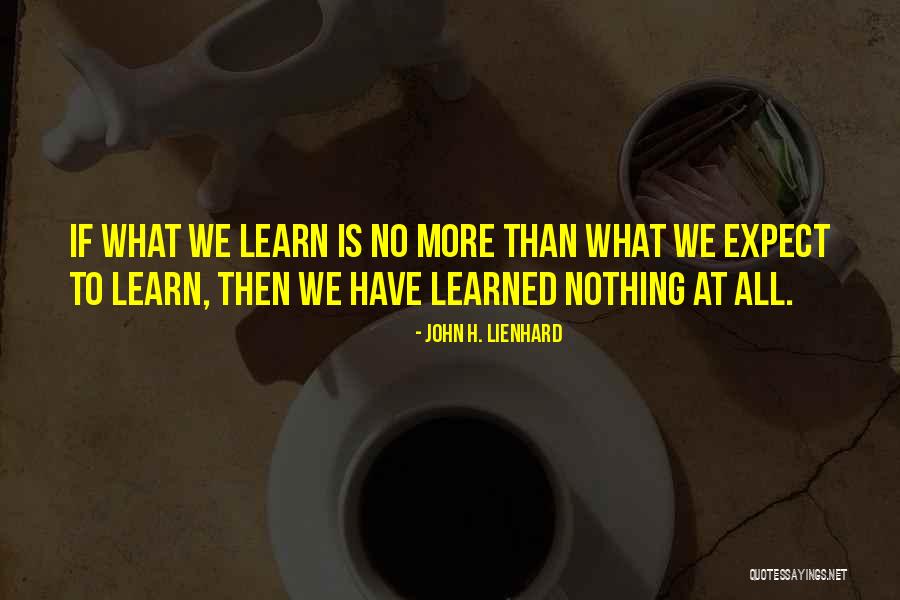 Learn To Expect Nothing Quotes By John H. Lienhard