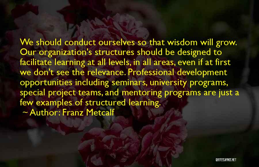 Learning And Professional Development Quotes By Franz Metcalf