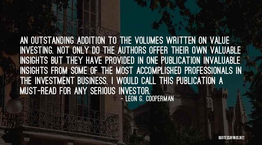 Leon Cooperman Quotes By Leon G. Cooperman Leon Cooperman Quotes By Leon G. Cooperman