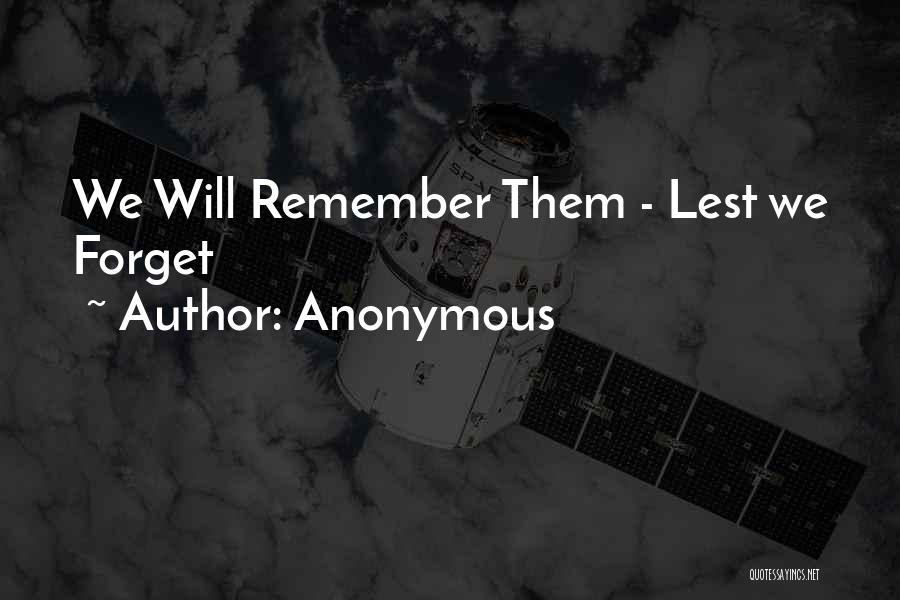 Lest We Forget Quotes By Anonymous