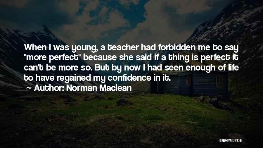 Life Can't Be Perfect Quotes By Norman Maclean