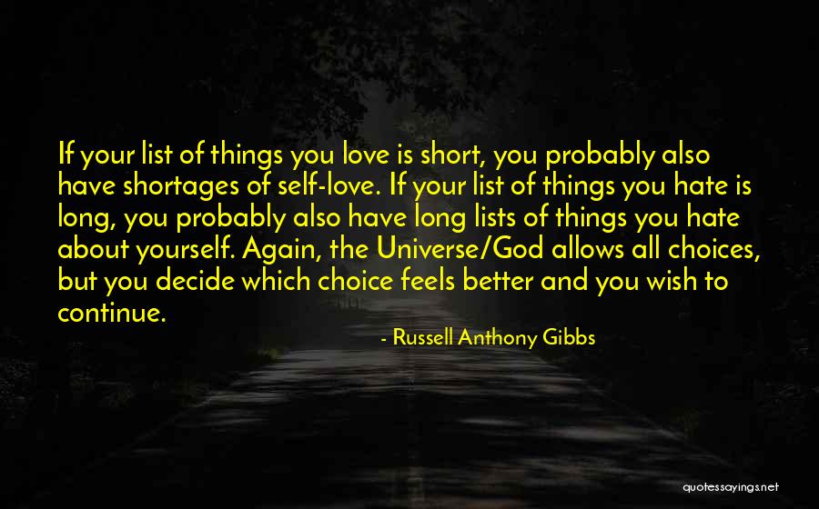 Lists Of Love Quotes By Russell Anthony Gibbs