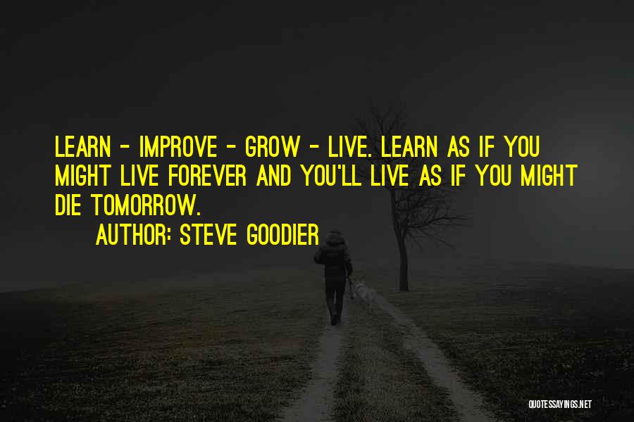 Live As You Were To Die Tomorrow Quotes By Steve Goodier