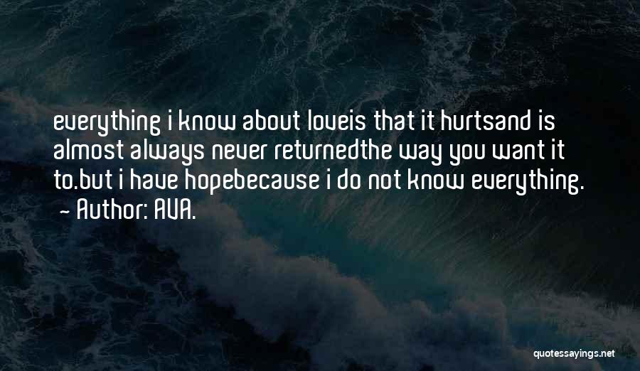 Love Always Hurts Me Quotes By AVA.