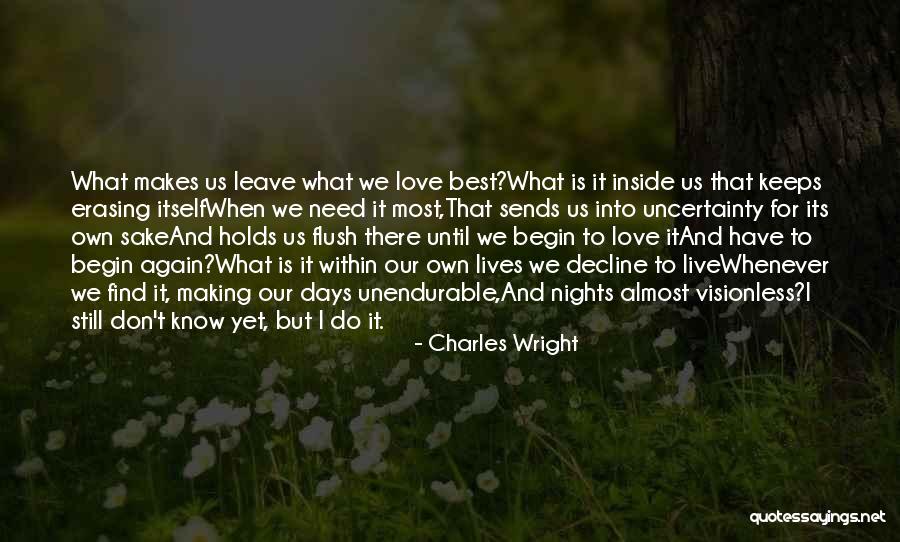 Love And Uncertainty Quotes By Charles Wright Love And Uncertainty Quotes By Charles Wright
