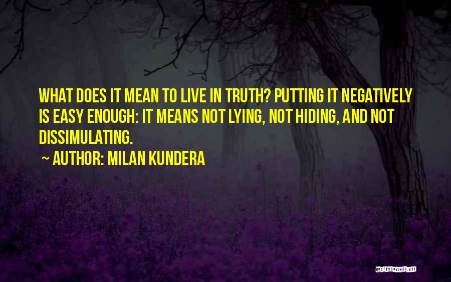 Lying And Hiding Things Quotes By Milan Kundera