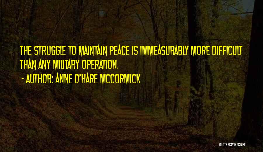 Maintain Peace Quotes By Anne O'Hare McCormick