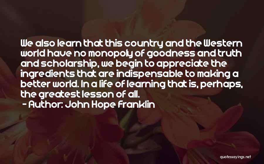 Making A Better World Quotes By John Hope Franklin