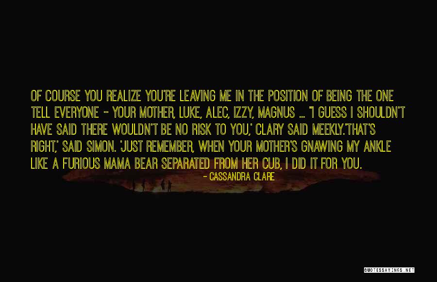 Mama Bear Cub Quotes By Cassandra Clare