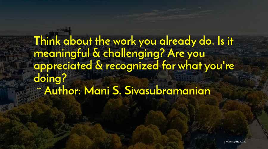 Meaningful Work Quotes By Mani S. Sivasubramanian