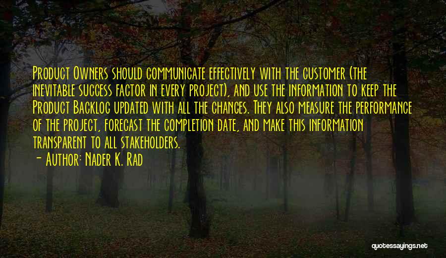 Measure Of Success Quotes By Nader K. Rad