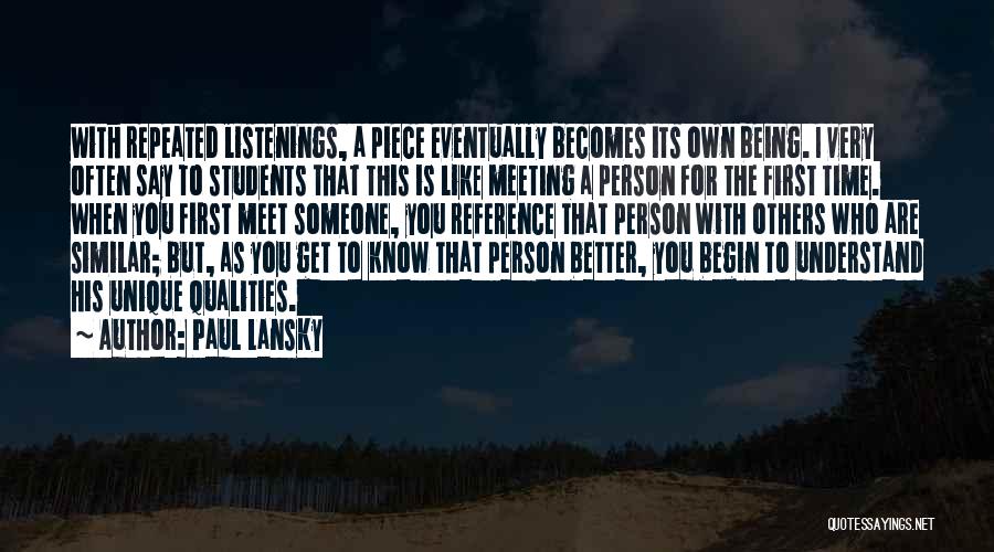 Meeting For The First Time Quotes By Paul Lansky